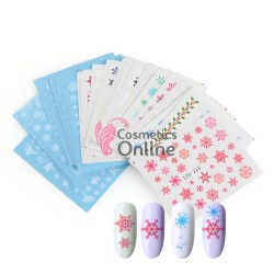 Stickere cu apa, modele Fulgi de Nea, Mos Craciun, Om de zapada, Reni, set de 30 bucati